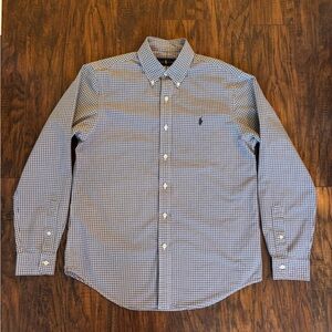Ralph Lauren Black and White Checkered Tailored Shirt Size Medium 100% Cotton
